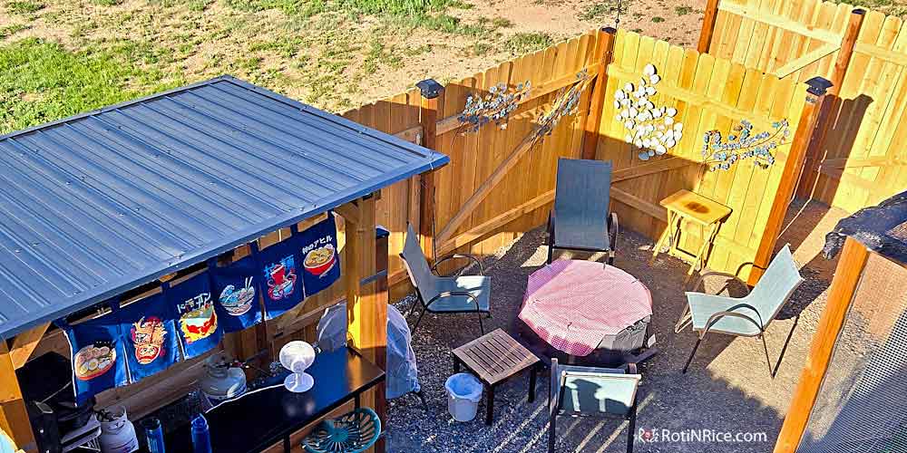 Outdoor area with addition of the second sleeve fence on the east side.