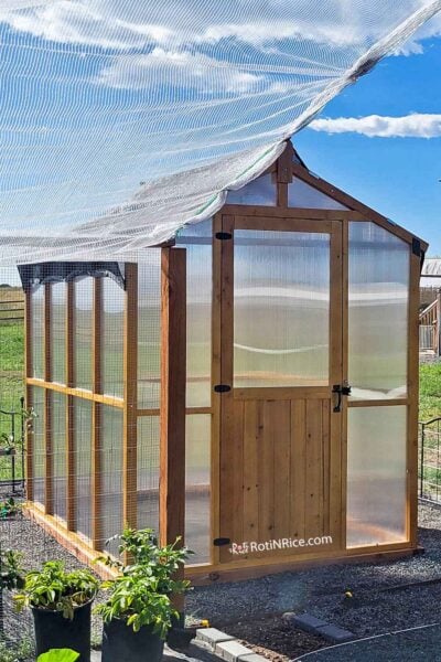 Our Stand-Alone Greenhouse for starting seeds earlier in spring and growing vegetables later into fall.