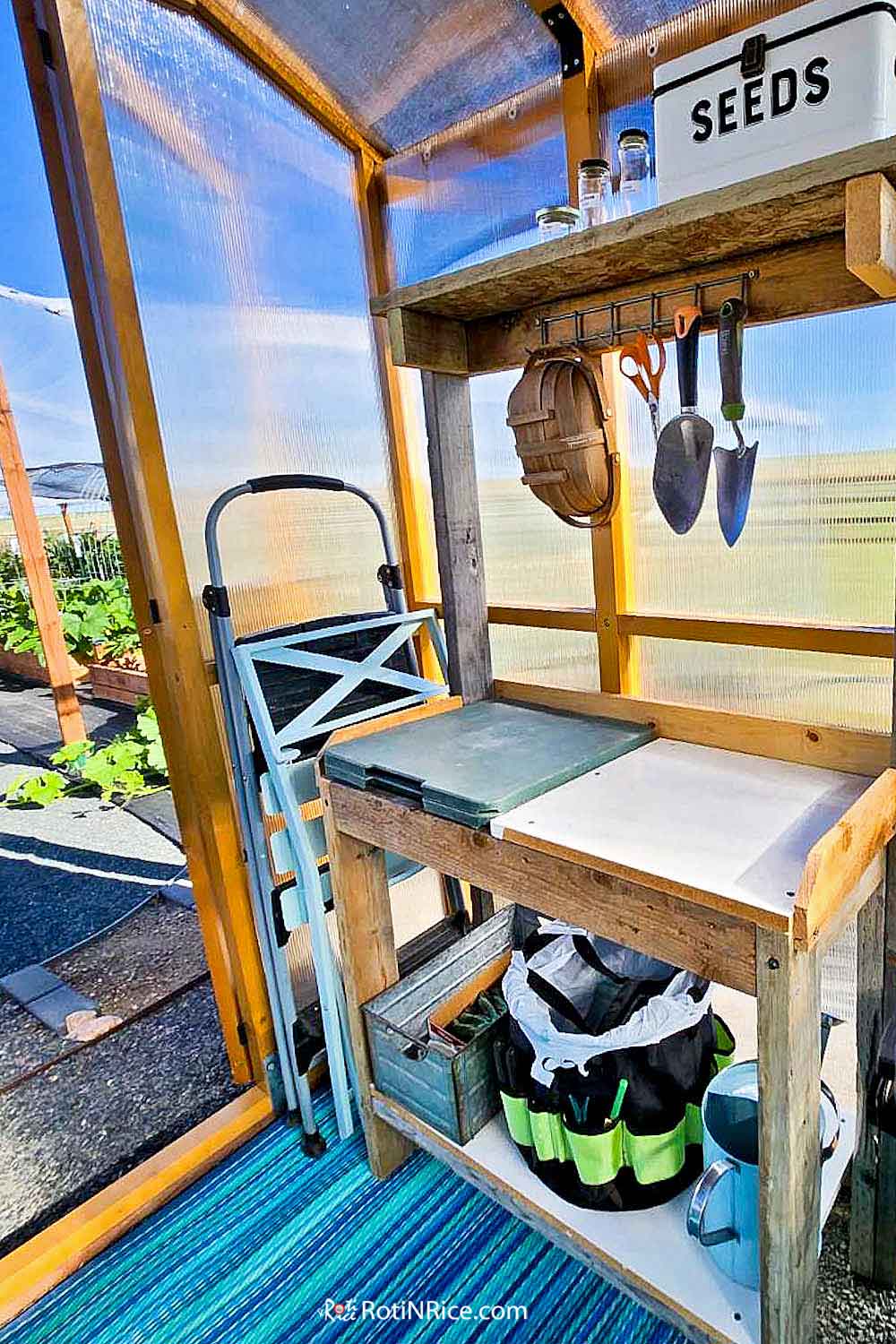 The Stand-Alone Greenhouse opening out into the vegetable garden.