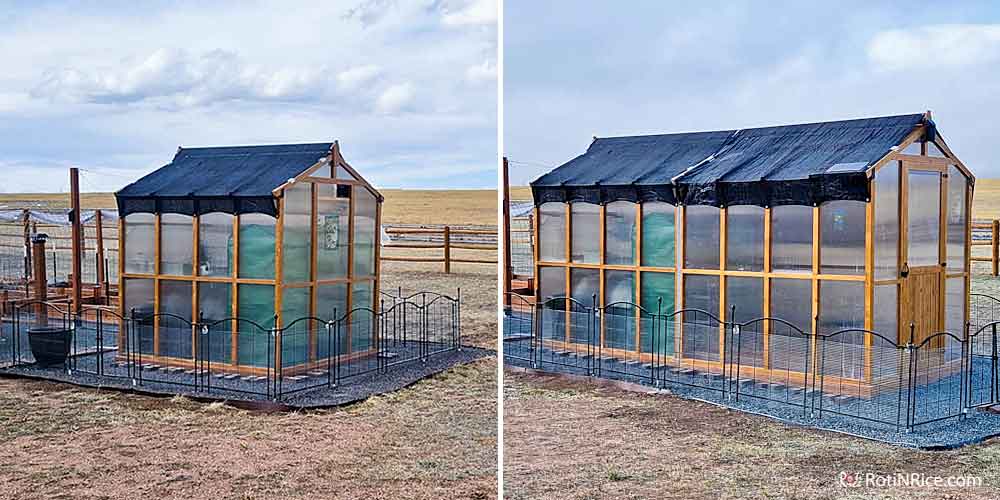 Doubling the original size of the greenhouse by installing an identical unit to the back.