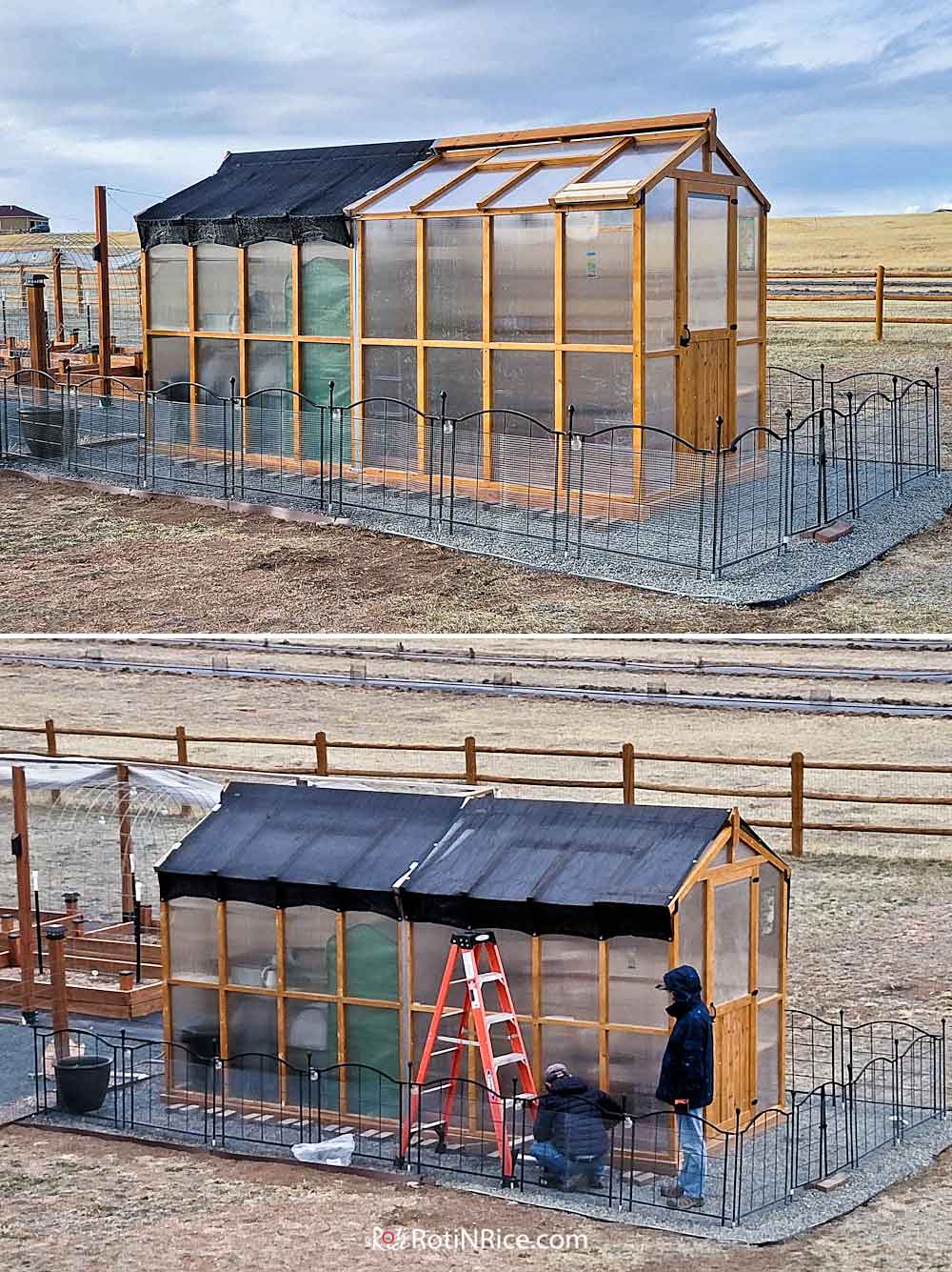 The two identical greenhouses became one after the completion of the second structure.