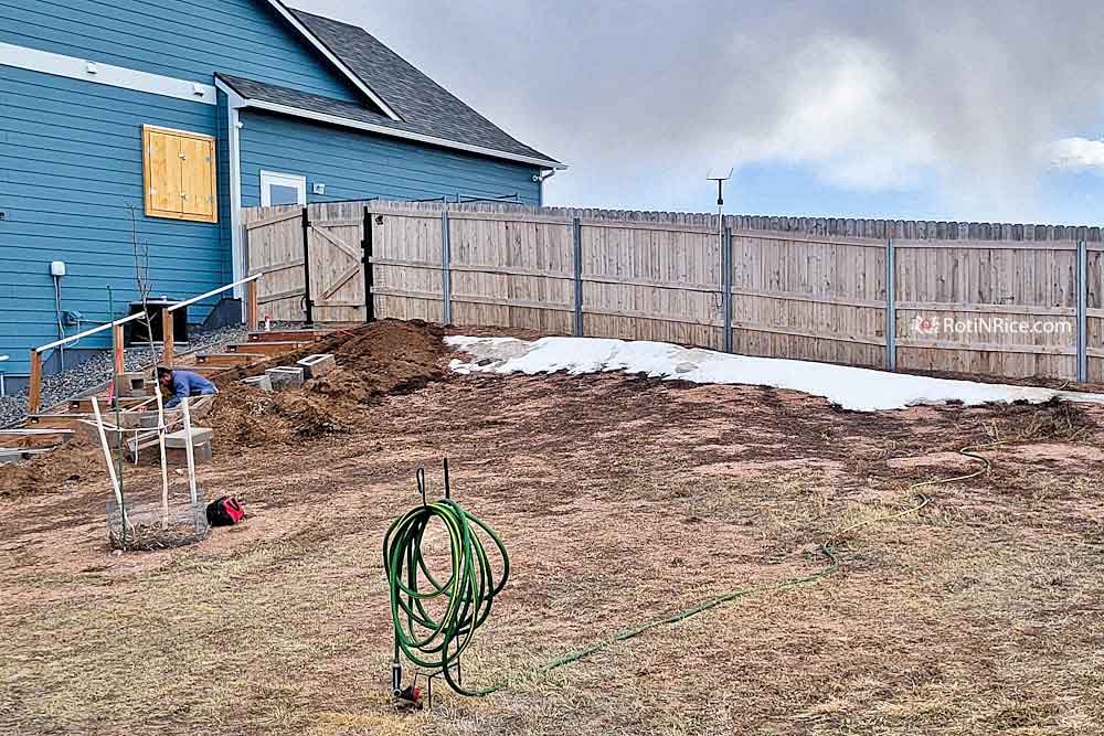 Starting to build 3 retaining walls on the west side of the house.